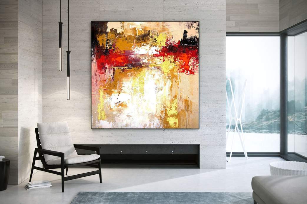 red beige wall art